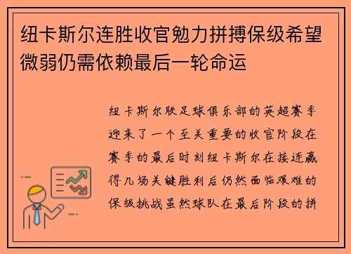 纽卡斯尔连胜收官勉力拼搏保级希望微弱仍需依赖最后一轮命运